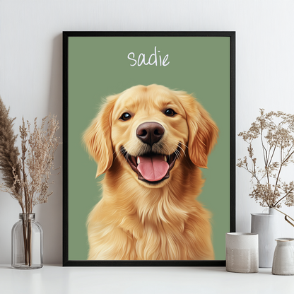 Pet Portrait,Custom Pet Portrait,Pet painting personalized,Dog Portrait,Digital hand-drawn style #SZ09